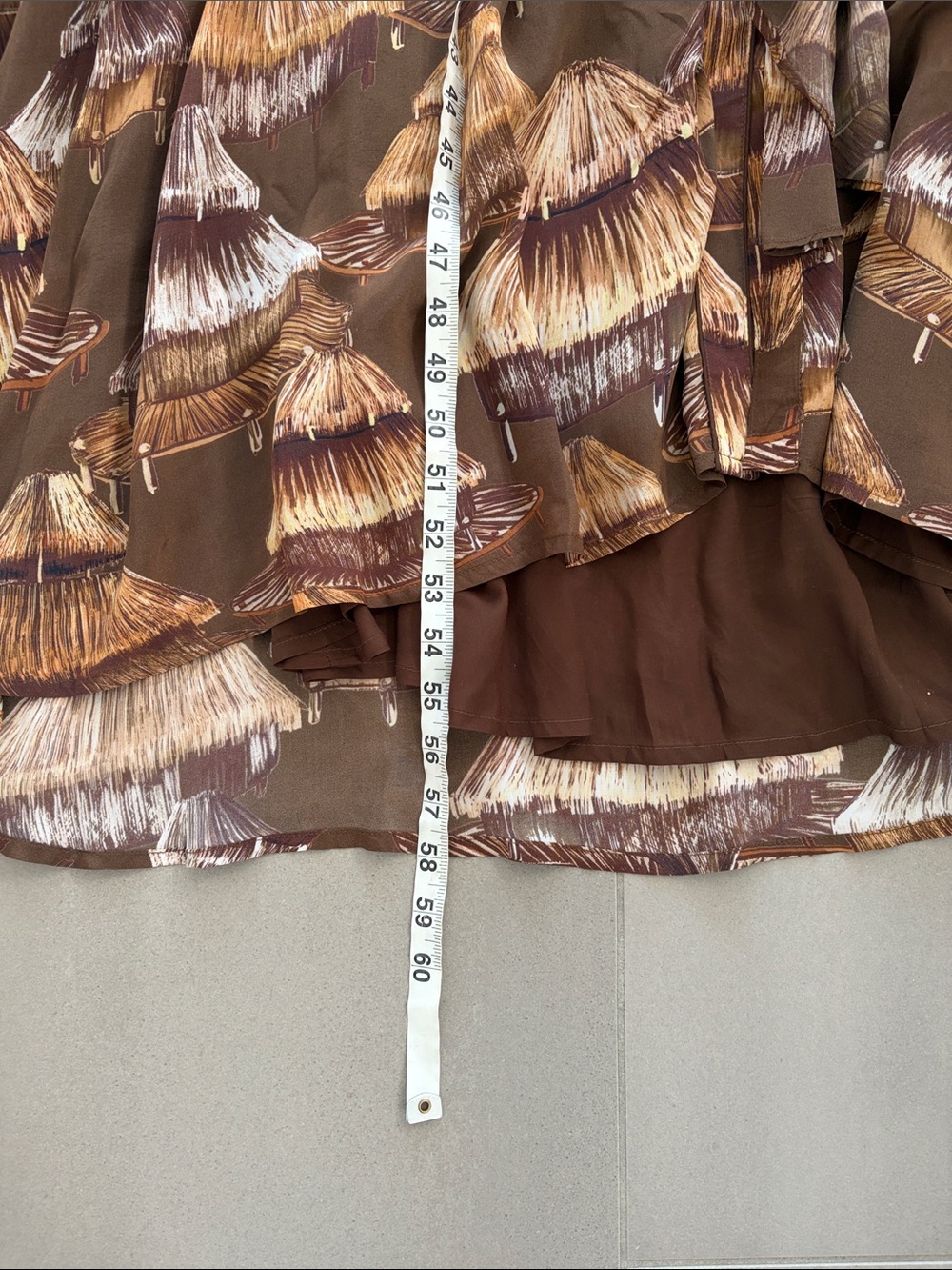 FARM Rio Malocas Brown & Tan Botanical-Print Long-Sleeve Maxi Dress nwot - Picture 10 of 17